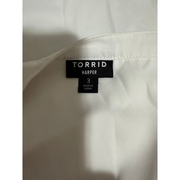 Torrid White Harper Long Sleeve Blouse - Size 3 - Picture 2 of 7